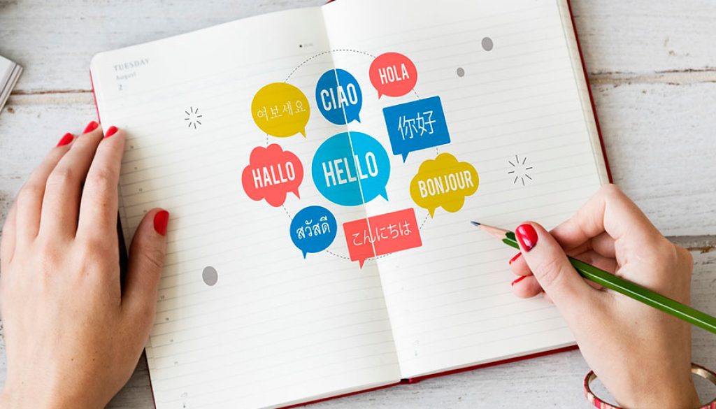 Multilingual content in picture: Hello in different languages