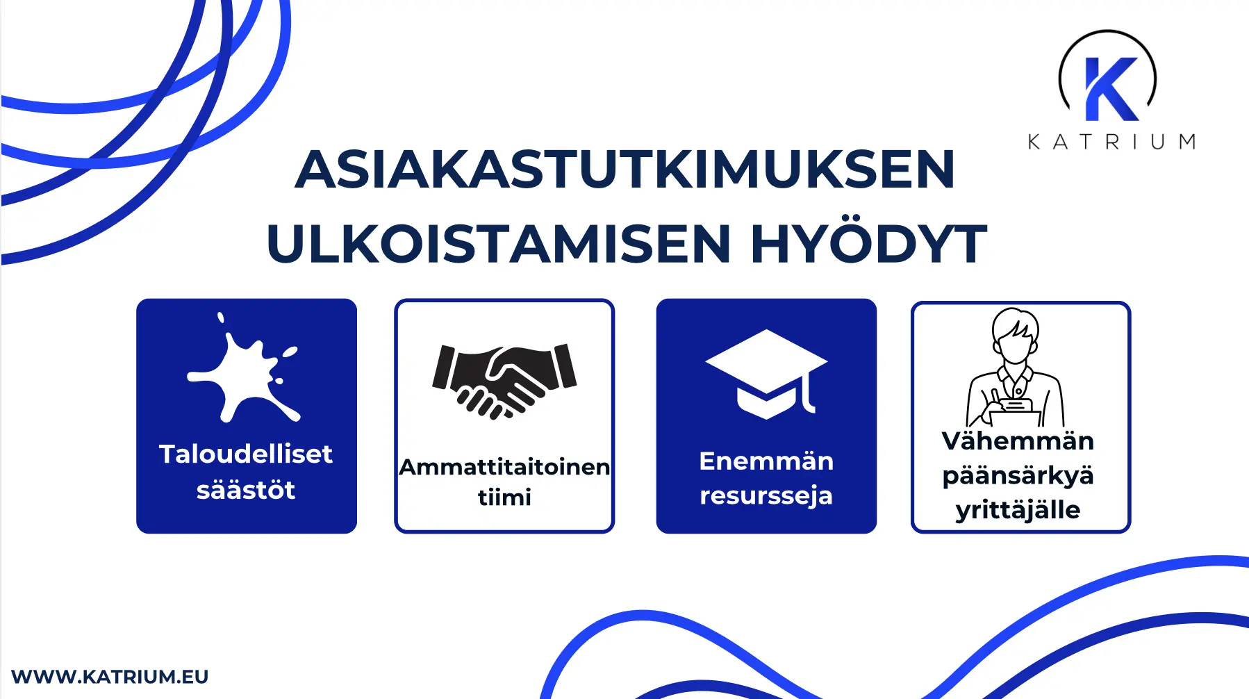 Asiakastutkimus kannattaa ulkoistaa: taloudelliset säästöt, ammattitaitoinen tiimi, enemmän resursseja, vähemmän päänsärkyä yrittäjälle.