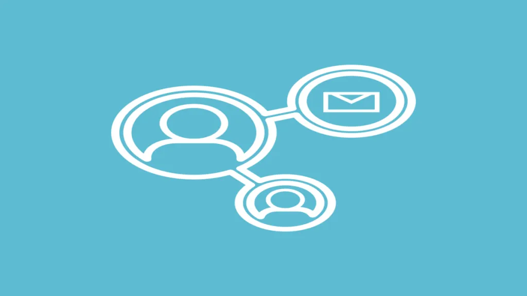 Yksinkertainen ikonikuva ihmishahmoista ja viestikuplasta kuvaa asiakasviestintää ja sujuvaa yhteydenpitoa yrityksen ja asiakkaiden välillä.