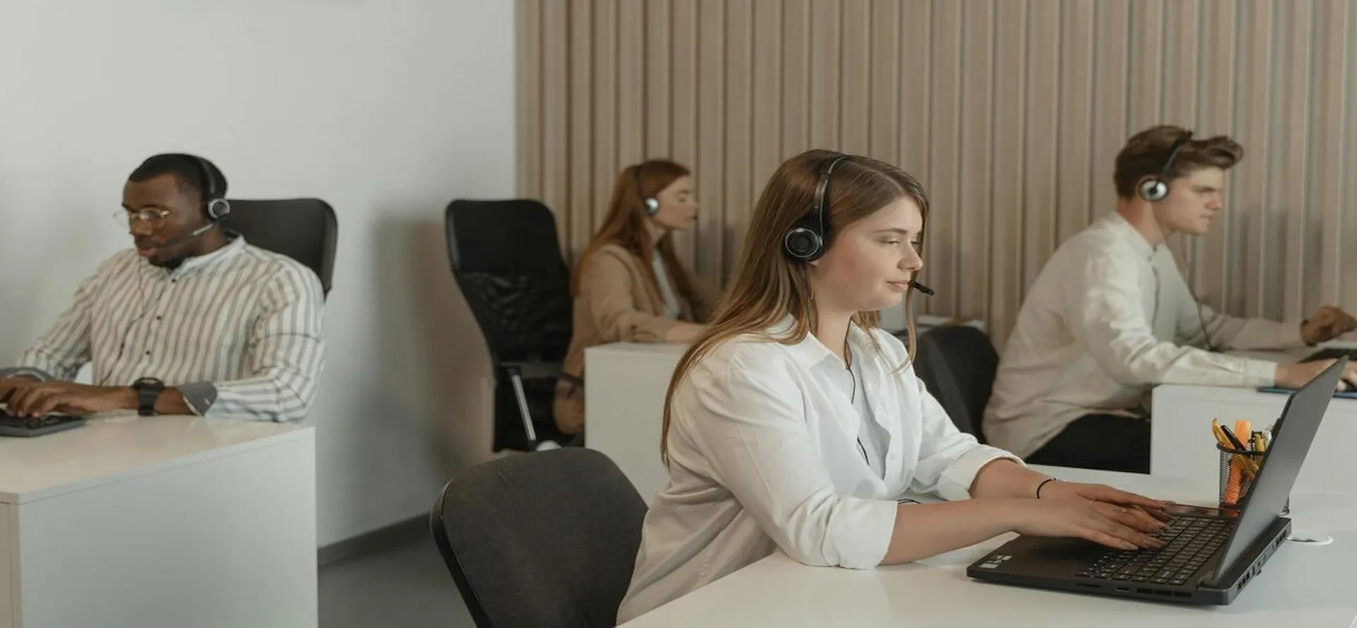 Group of people working on contact center companies