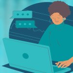 Drawing of a person doing omnichannel contact center services