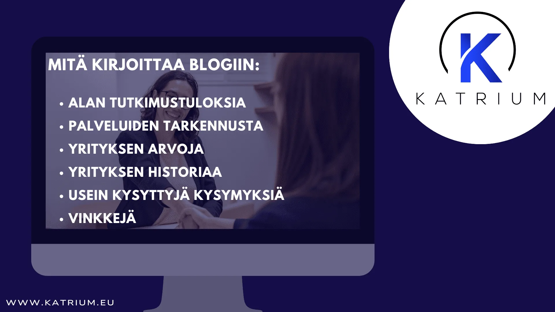 Mitä kirjoittaa kauneushoitolan blogiin – vinkkejä blogisisältöihin, kuten alan tutkimustulokset, palveluiden tarkennus, yrityksen arvot ja historia, usein kysytyt kysymykset sekä kauneudenhoitovinkit. Katrium.eu.