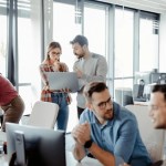 Group of people working on BPO in a office