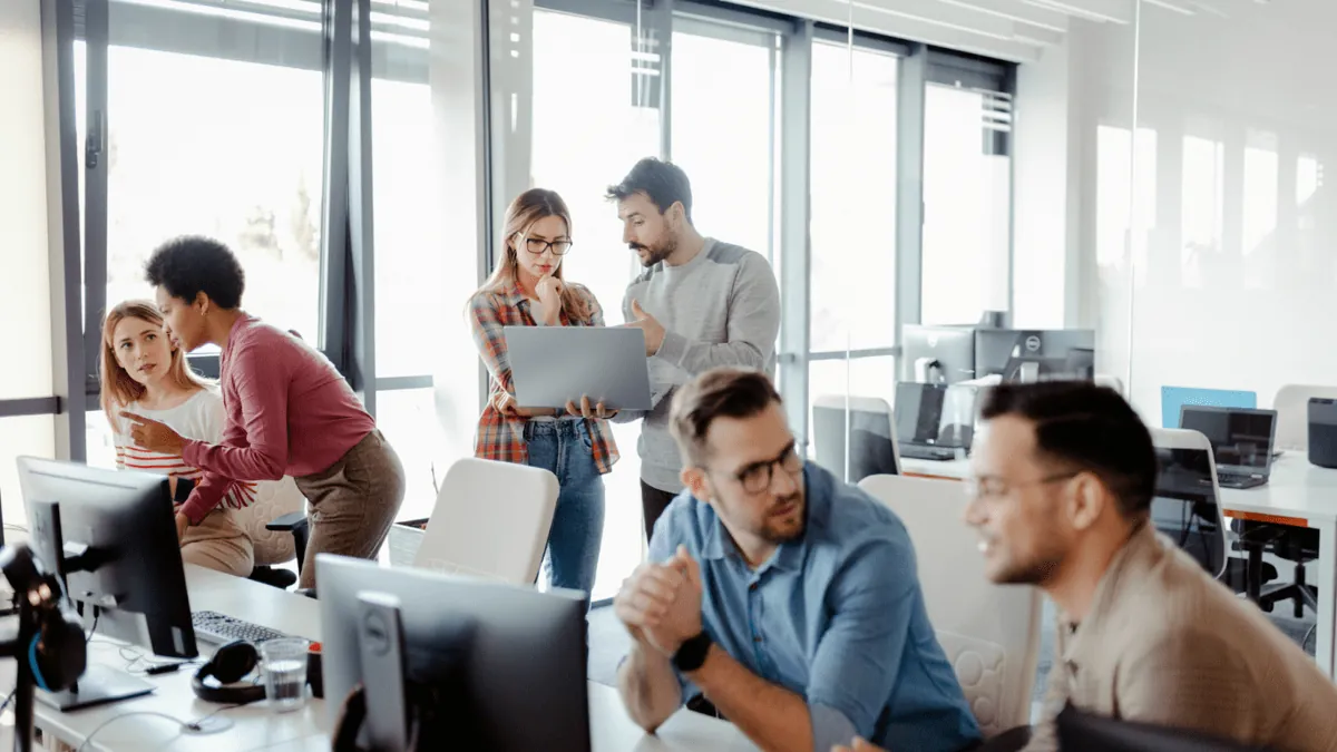 Group of people working on BPO in a office