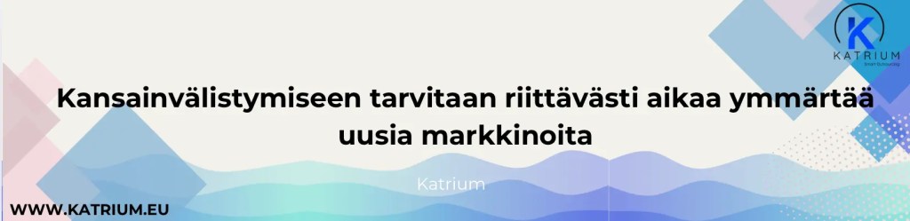 Sitaatti, jonka mukaan kansainvälistyminen vaatii riittävästi aikaa ymmärtää uusia markkinoita