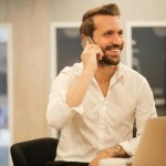 Person performing a telephone survey