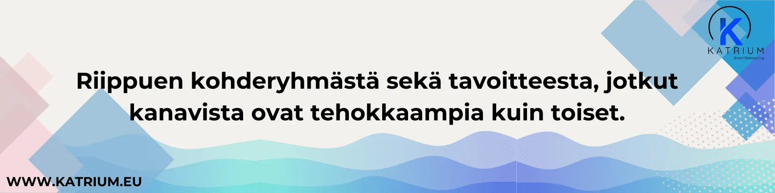 Katriumin bannerikuva, jossa teksti kanavien tehokkuudesta kohderyhmän ja tavoitteen mukaan.