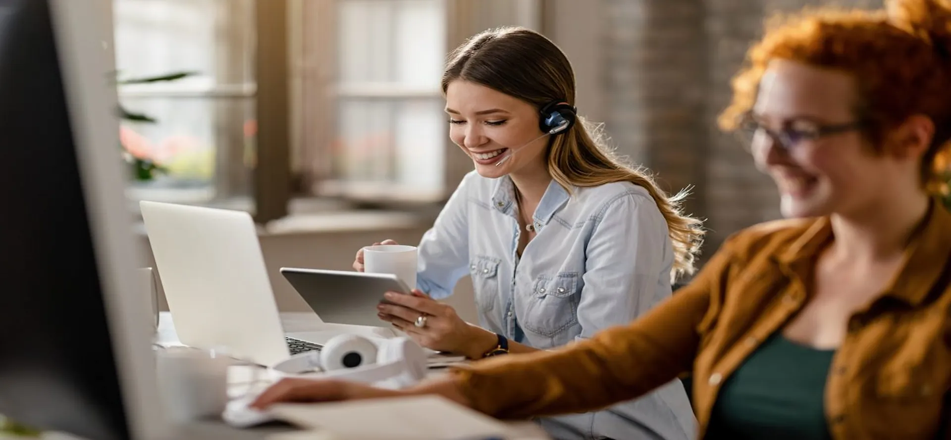 Group of people performing email customer support