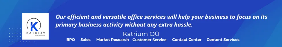 Katrium banner promoting market insights within reach through efficient office and contact center services that support core business operations.