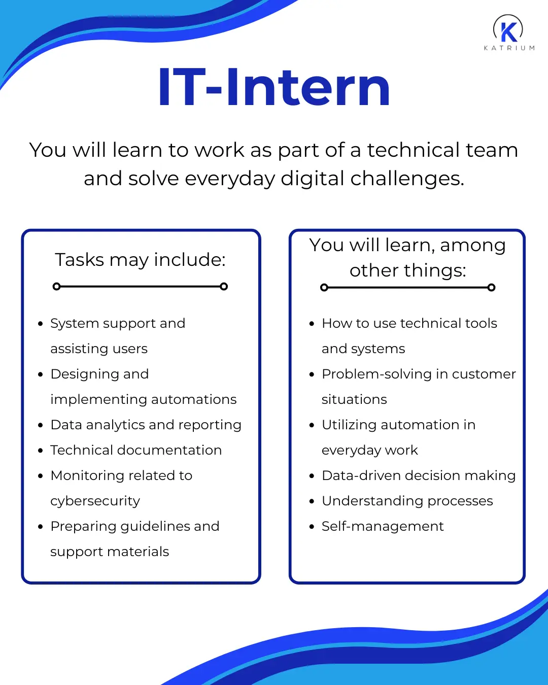 IT interns possible work tasks and what you can learn at Katrium