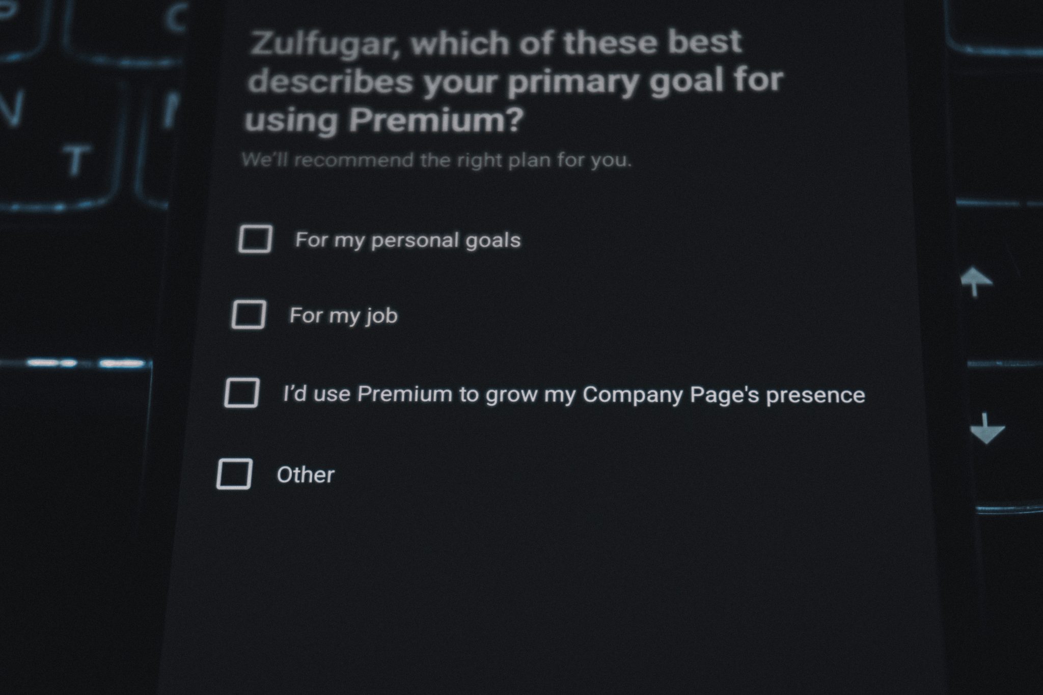 survey form collecting customer data and insights