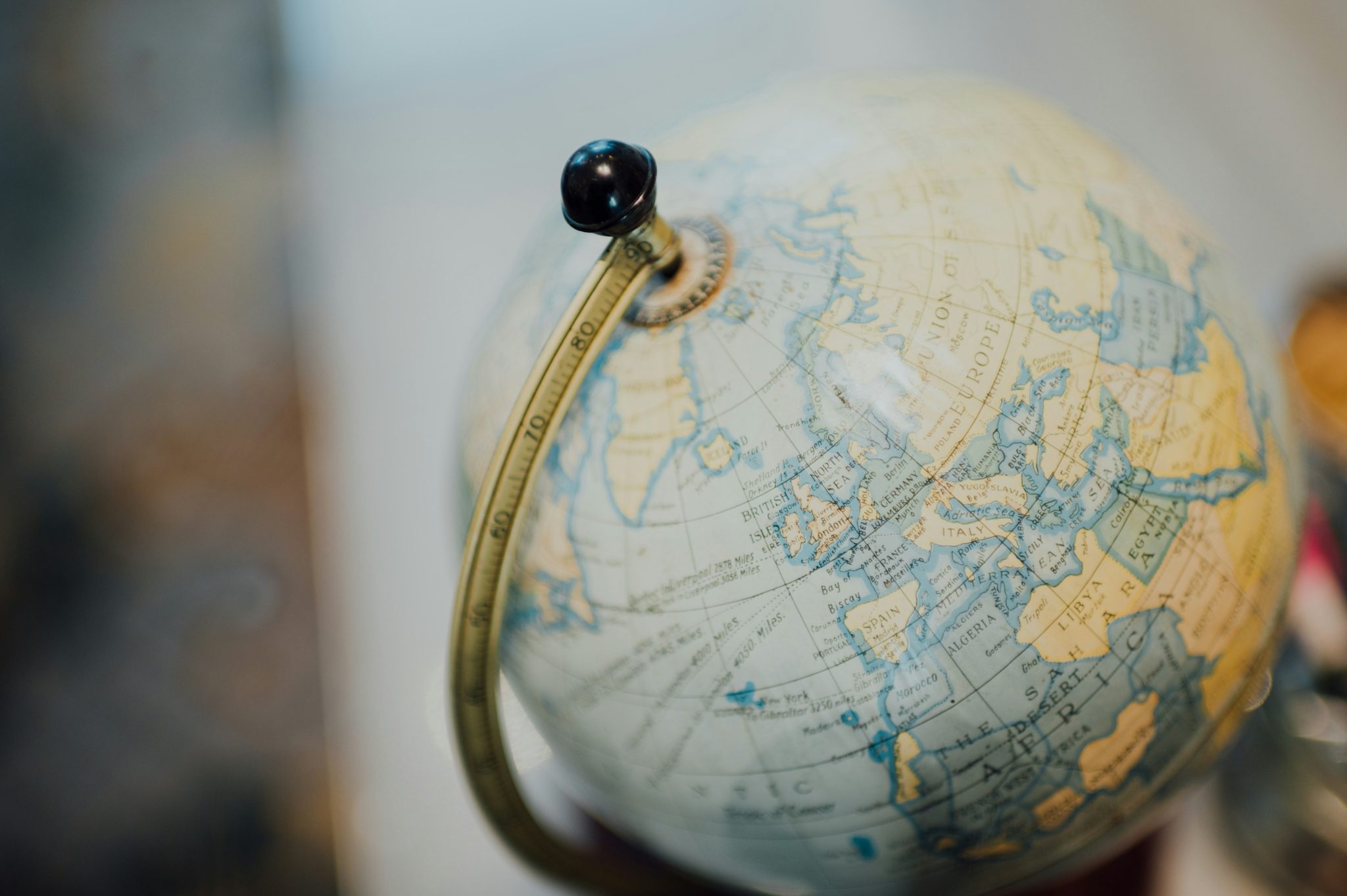 World map globe representing international multilingual recruitment and global workforce